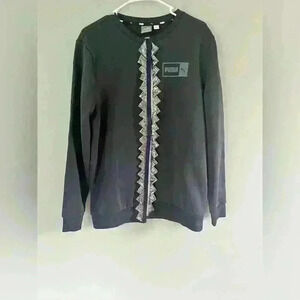 Puma Crew Neck Velcro Closure Sweatshirt with Metallic details. Sz M Navy